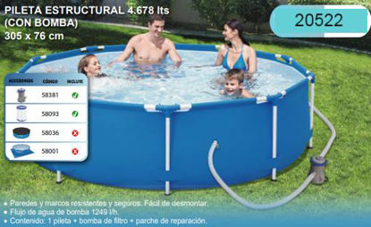 Imagen de PILETA ESTRUCTURAL 4678L+ BOMBA 3.05M X76CM 1.23